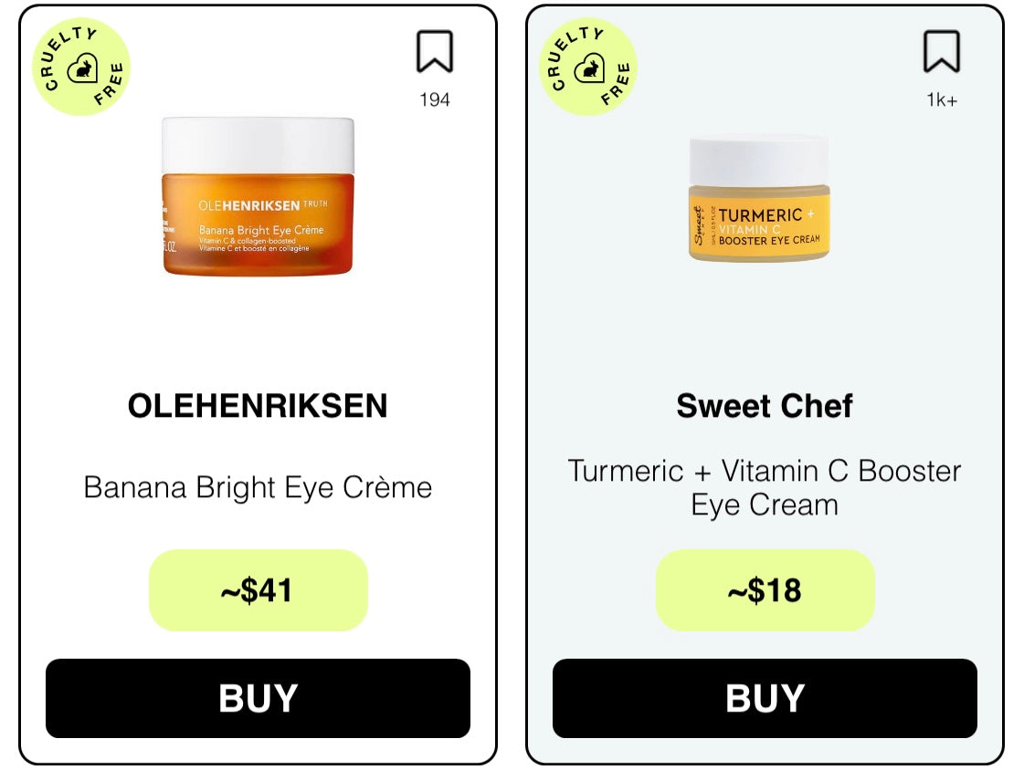 OLEHENRIKSEN Banana Bright Eye Crème vs Sweet Chef Turmeric + Vitamin