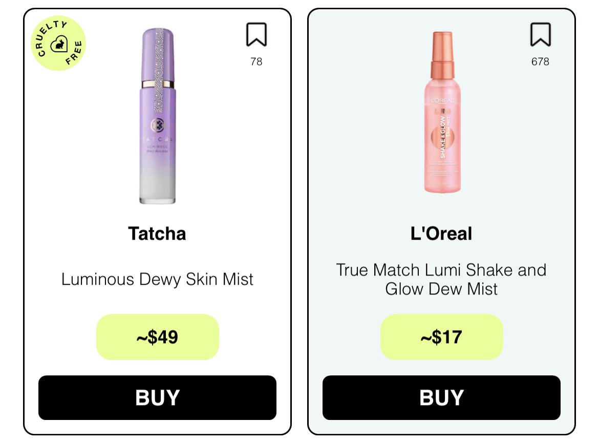 Tatcha Luminous Dewy Skin Mist vs L'Oreal True Match Lumi Shake and Gl ...