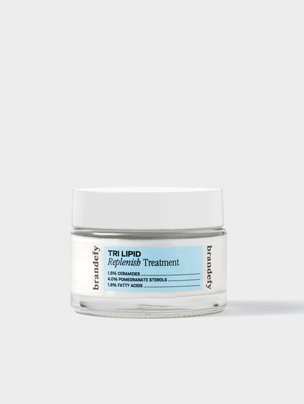 Tri-Lipid Replenish Treatment in a white jar.